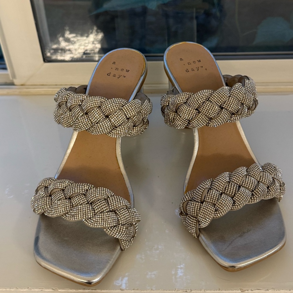 A New Day Women's Braided Heels - Silver